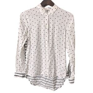 Sandwich White Black Polka Dot Button-Up Shirt Casual Cozy Viscose Sz Medium